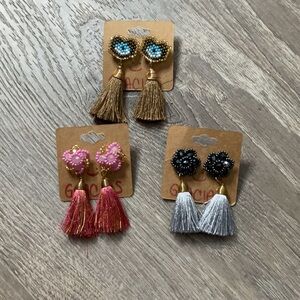 Earring bundle 3 pairs multi color beaded earring